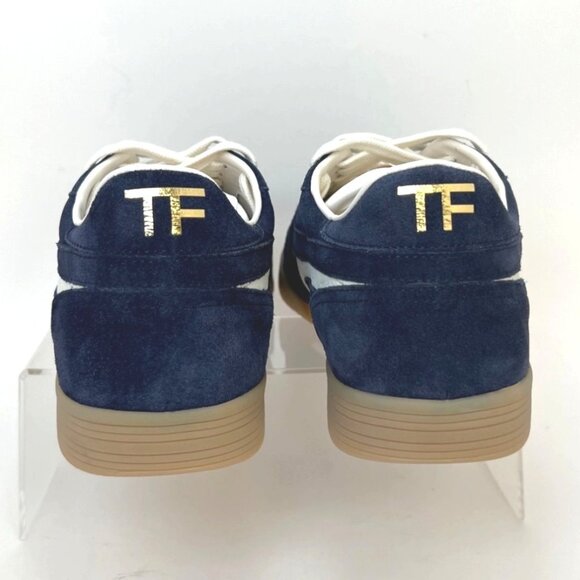 Tom Ford Jackson Suede Low Top Sneaker Navy Blue Lace-Up Men Size 9 UK8 - Picture 4 of 14